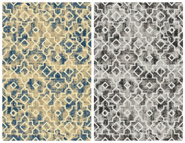 Halı banyosu ve Rug Boho tarzı, dokunmuş doku ve efektli etnik tasarım deseni.