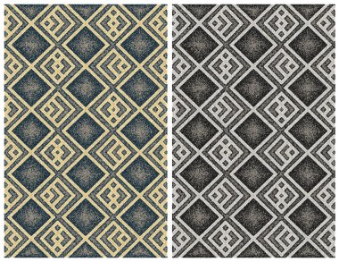 Halı banyosu ve Rug Boho tarzı, dokunmuş doku ve efektli etnik tasarım deseni.