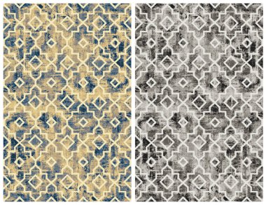 Halı banyosu ve Rug Boho tarzı, dokunmuş doku ve efektli etnik tasarım deseni.