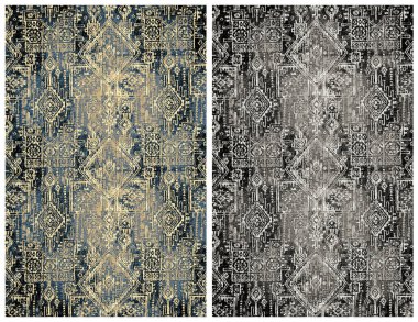 Halı banyosu ve Rug Boho tarzı, dokunmuş doku ve efektli etnik tasarım deseni.