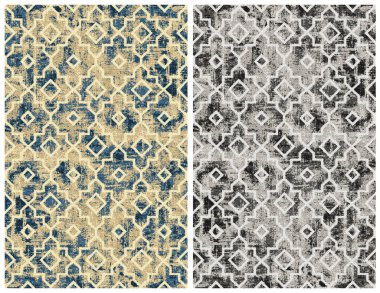 Halı banyosu ve Rug Boho tarzı, dokunmuş doku ve efektli etnik tasarım deseni.