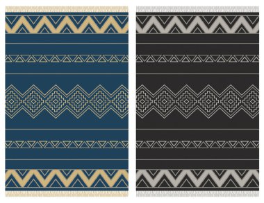 Halı banyosu ve Rug Boho tarzı, dokunmuş doku ve efektli etnik tasarım deseni.