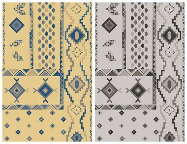 Halı banyosu ve Rug Boho tarzı, dokunmuş doku ve efektli etnik tasarım deseni.