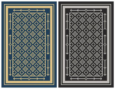 Halı banyosu ve Rug Boho tarzı, dokunmuş doku ve efektli etnik tasarım deseni.