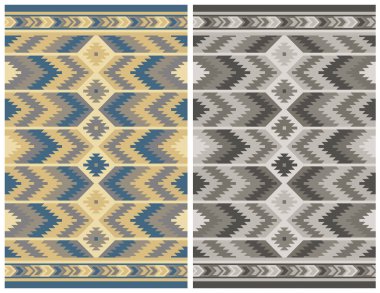 Halı banyosu ve Rug Boho tarzı, dokunmuş doku ve efektli etnik tasarım deseni.