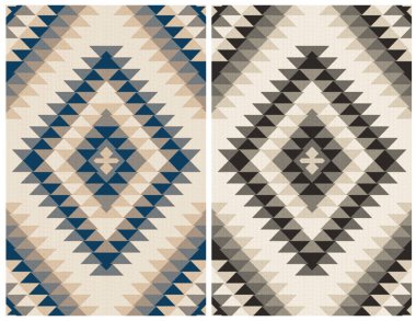 Halı banyosu ve Rug Boho tarzı, dokunmuş doku ve efektli etnik tasarım deseni.