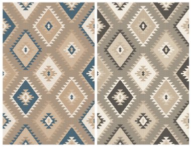 Halı banyosu ve Rug Boho tarzı, dokunmuş doku ve efektli etnik tasarım deseni.