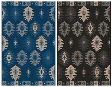 Halı banyosu ve Rug Boho tarzı, dokunmuş doku ve efektli etnik tasarım deseni.