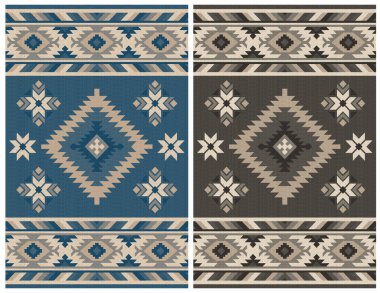 Halı banyosu ve Rug Boho tarzı, dokunmuş doku ve efektli etnik tasarım deseni.