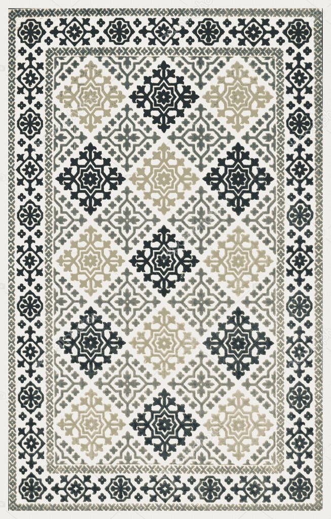 Carpet bathmat and Rug Boho style ethnic design pattern with distressed woven texture and effect