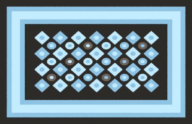 Halı banyosu ve Rug Boho tarzı, dokunmuş doku ve efektli etnik tasarım deseni.