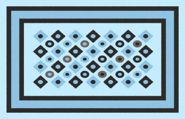 Halı banyosu ve Rug Boho tarzı, dokunmuş doku ve efektli etnik tasarım deseni.