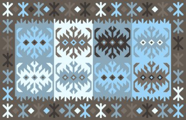 Halı banyosu ve Rug Boho tarzı, dokunmuş doku ve efektli etnik tasarım deseni.