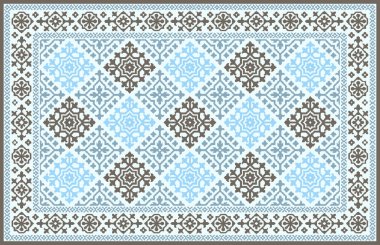 Halı banyosu ve Rug Boho tarzı, dokunmuş doku ve efektli etnik tasarım deseni.