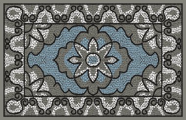 Halı banyosu ve Rug Boho tarzı, dokunmuş doku ve efektli etnik tasarım deseni.