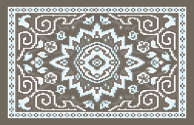 Halı banyosu ve Rug Boho tarzı, dokunmuş doku ve efektli etnik tasarım deseni.