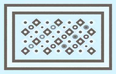 Halı banyosu ve Rug Boho tarzı, dokunmuş doku ve efektli etnik tasarım deseni.