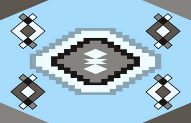 Halı banyosu ve Rug Boho tarzı, dokunmuş doku ve efektli etnik tasarım deseni.