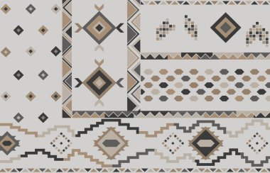 Halı banyosu ve Rug Boho tarzı, dokunmuş doku ve efektli etnik tasarım deseni.