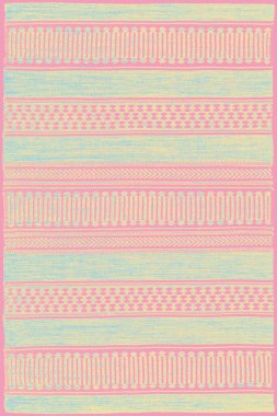 Halı banyosu ve Rug Boho tarzı, dokunmuş doku ve efektli etnik tasarım deseni.