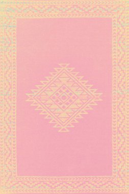 Halı banyosu ve Rug Boho tarzı, dokunmuş doku ve efektli etnik tasarım deseni.