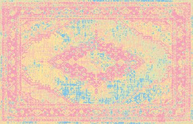 Halı banyosu ve Rug Boho tarzı, dokunmuş doku ve efektli etnik tasarım deseni.