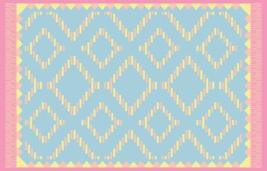 Halı banyosu ve Rug Boho tarzı, dokunmuş doku ve efektli etnik tasarım deseni.