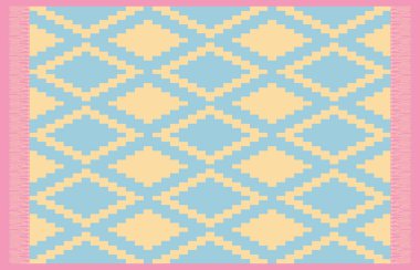 Halı banyosu ve Rug Boho tarzı, dokunmuş doku ve efektli etnik tasarım deseni.