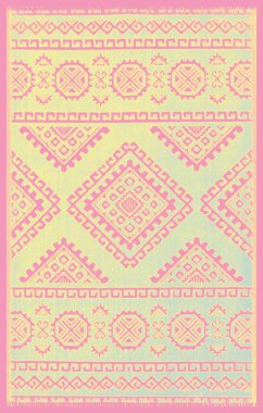 Halı banyosu ve Rug Boho tarzı, dokunmuş doku ve efektli etnik tasarım deseni.