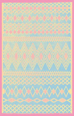 Halı banyosu ve Rug Boho tarzı, dokunmuş doku ve efektli etnik tasarım deseni.