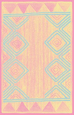 Halı banyosu ve Rug Boho tarzı, dokunmuş doku ve efektli etnik tasarım deseni.