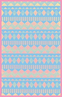 Halı banyosu ve Rug Boho tarzı, dokunmuş doku ve efektli etnik tasarım deseni.