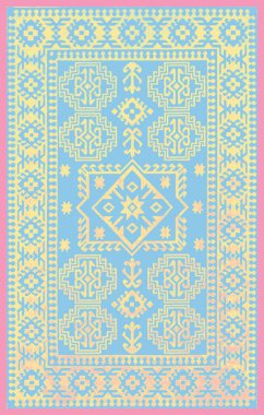 Halı banyosu ve Rug Boho tarzı, dokunmuş doku ve efektli etnik tasarım deseni.