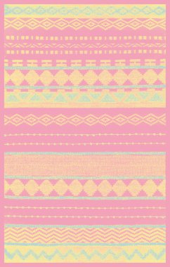 Halı banyosu ve Rug Boho tarzı, dokunmuş doku ve efektli etnik tasarım deseni.