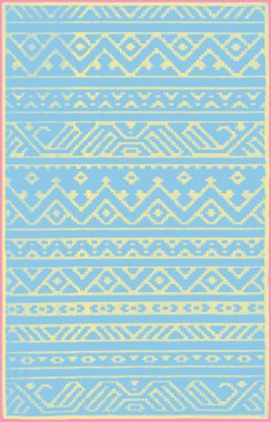 Halı banyosu ve Rug Boho tarzı, dokunmuş doku ve efektli etnik tasarım deseni.