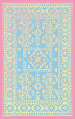 Halı banyosu ve Rug Boho tarzı, dokunmuş doku ve efektli etnik tasarım deseni.