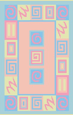 Halı banyosu ve Rug Boho tarzı, dokunmuş doku ve efektli etnik tasarım deseni.