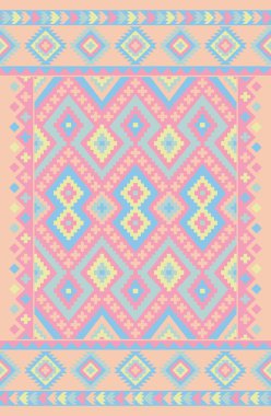 Halı banyosu ve Rug Boho tarzı, dokunmuş doku ve efektli etnik tasarım deseni.