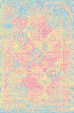 Halı banyosu ve Rug Boho tarzı, dokunmuş doku ve efektli etnik tasarım deseni.