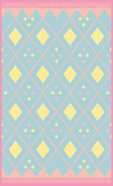 Halı banyosu ve Rug Boho tarzı, dokunmuş doku ve efektli etnik tasarım deseni.