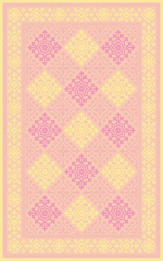 Halı banyosu ve Rug Boho tarzı, dokunmuş doku ve efektli etnik tasarım deseni.