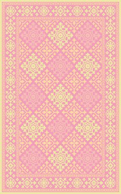 Halı banyosu ve Rug Boho tarzı, dokunmuş doku ve efektli etnik tasarım deseni.