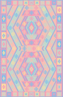 Halı banyosu ve Rug Boho tarzı, dokunmuş doku ve efektli etnik tasarım deseni.