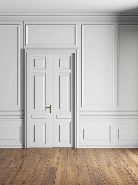 3d Illustration Classic interior with doors and wooden floor Stock Picture