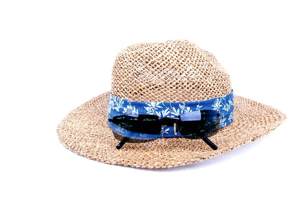 Hat , sunglasses , isolated on white background — Stock Photo, Image