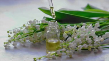 Vadi Zambağı küçük bir şişede özütüyor. Seçici odak.