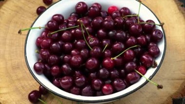 Çocuk bahçede kiraz çiçeklerini topluyor. Seçici odak.