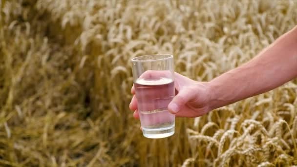 El niño bebe agua de un vaso. Enfoque selectivo. — Vídeos de Stock