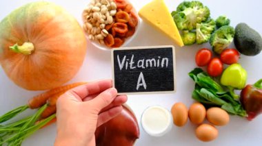 Products containing vitamin A. Selective focus. Food.