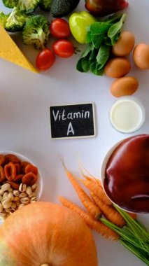 Products containing vitamin A. Selective focus. Food.